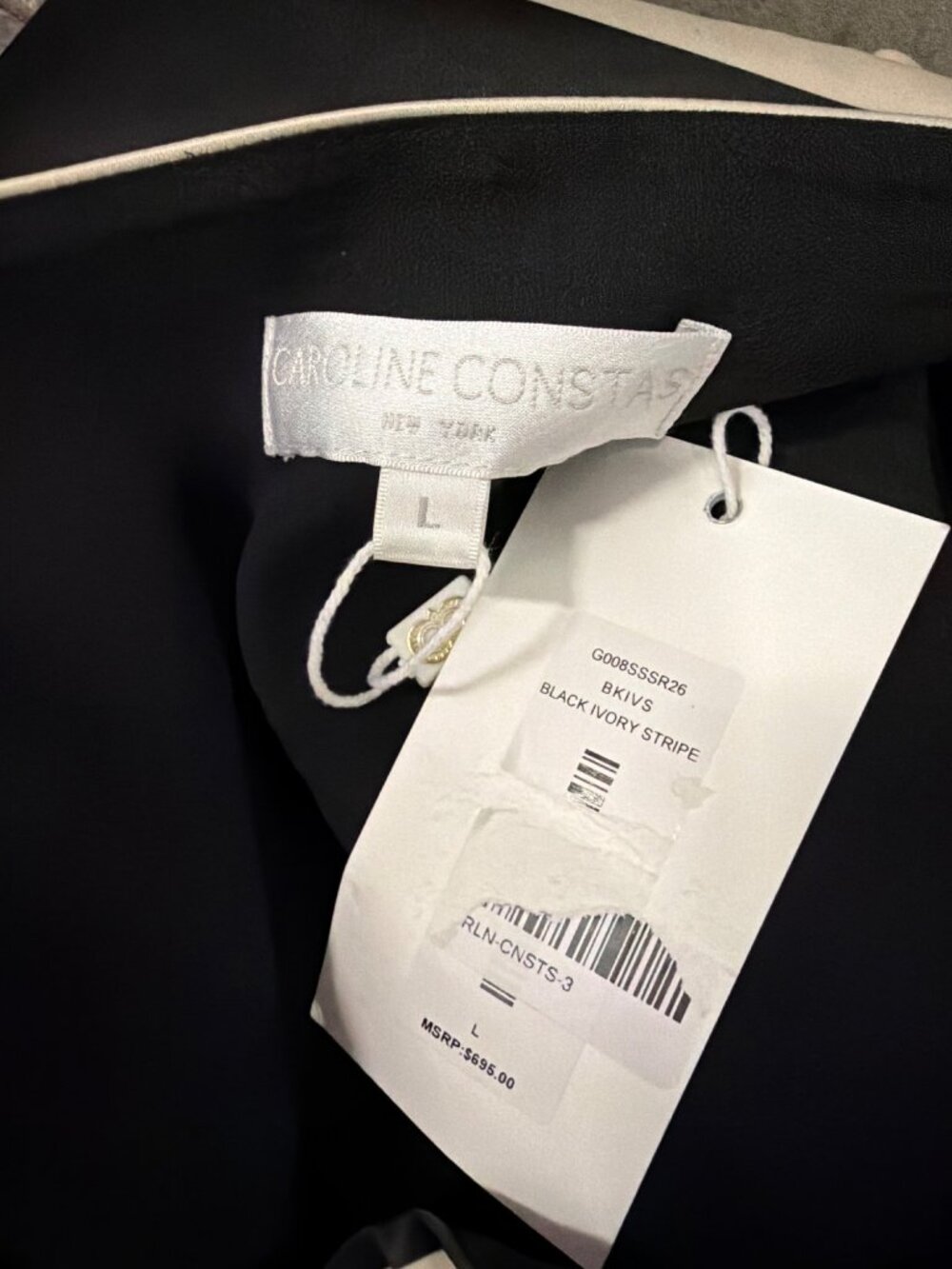 Caroline Constas Angela Gown Black Ivory Stripe Womens Size Large - Picture 12 of 13
